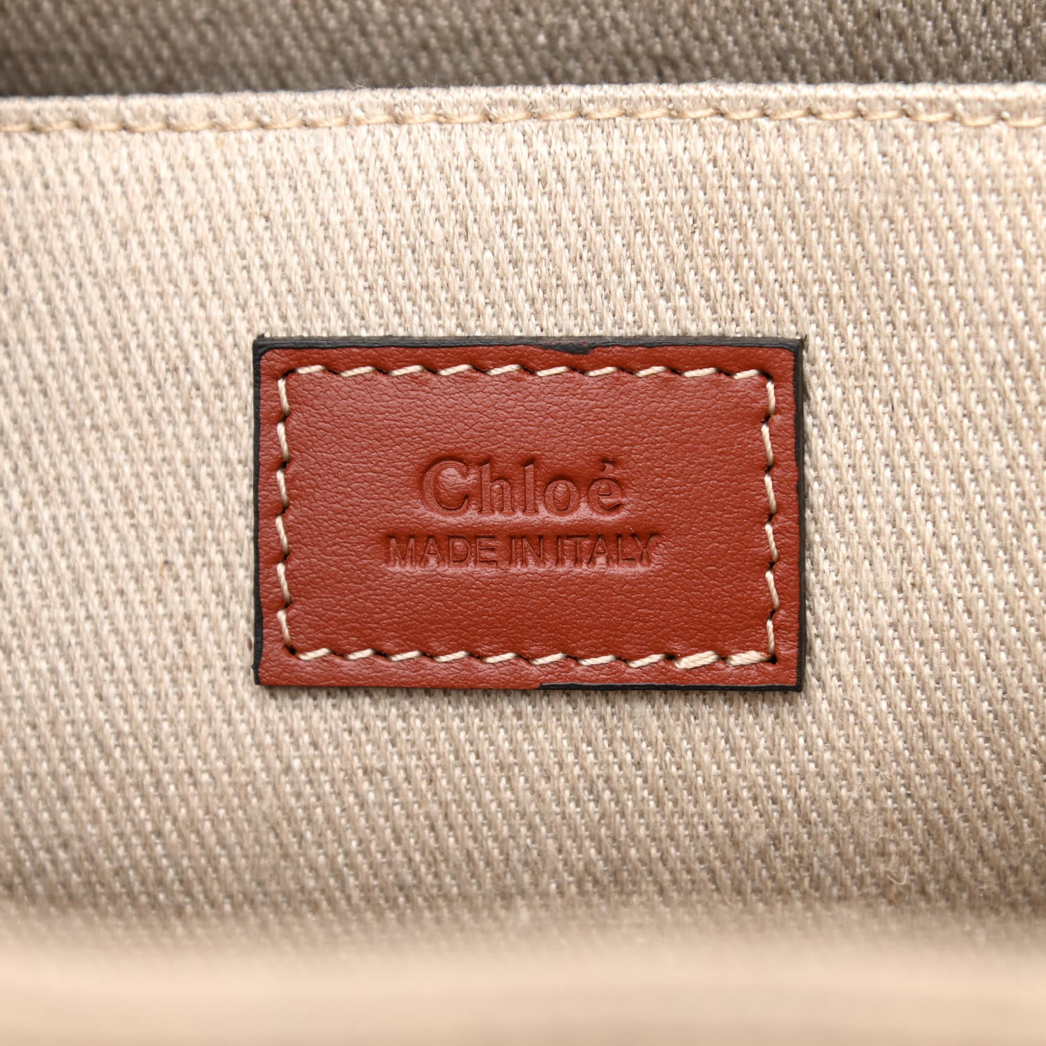 Chloe Cotton Calfskin Medium Woody Ribbon Tote White Brown 6 of 10
