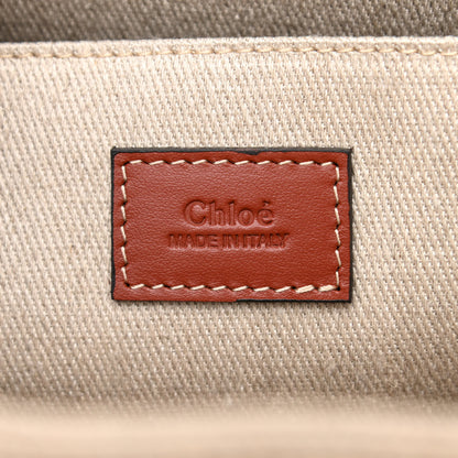 Chloe Cotton Calfskin Medium Woody Ribbon Tote White Brown 6 of 10