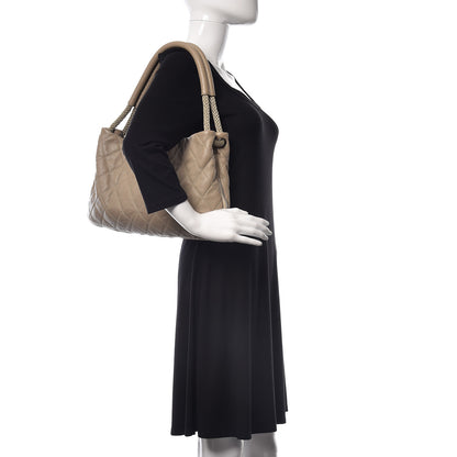 Chanel Calfskin Quilted Expandable Zip Shoulder Bag Beige 2 of 10