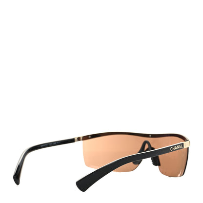 Chanel Acetate Shield Sunglasses 71474 Brown Gold 4 of 7