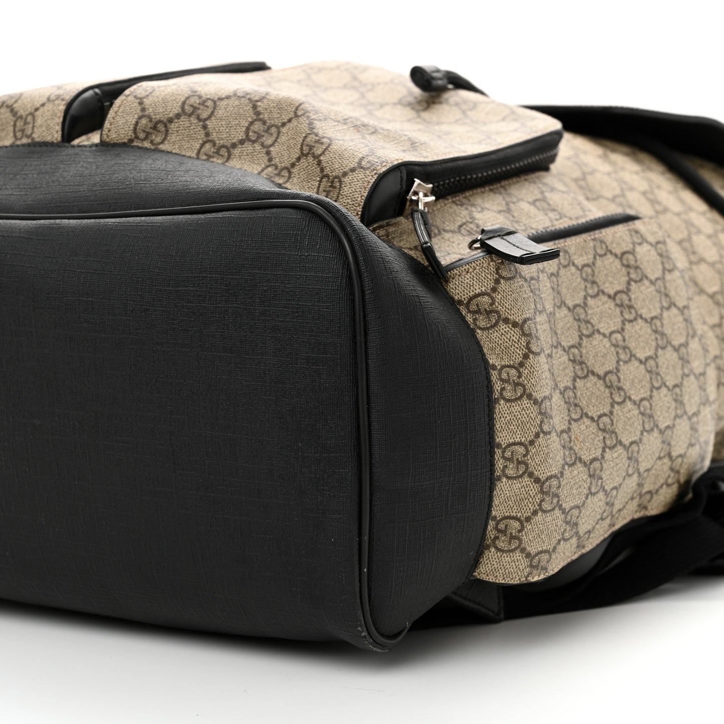 GG Supreme Monogram Single Buckle Backpack Beige Black