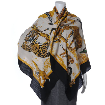 Hermes Cashmere Silk Tendresse Feline Shawl 140 4 of 8