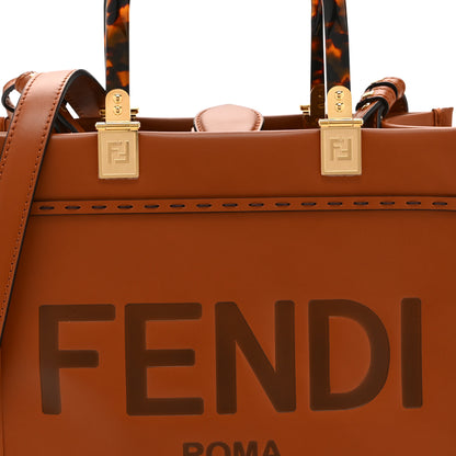 Fendi Vitello King Plexiglass Logo Embossed Small Fendi Sunshine Shopper Tote Cuoio 9 of 11