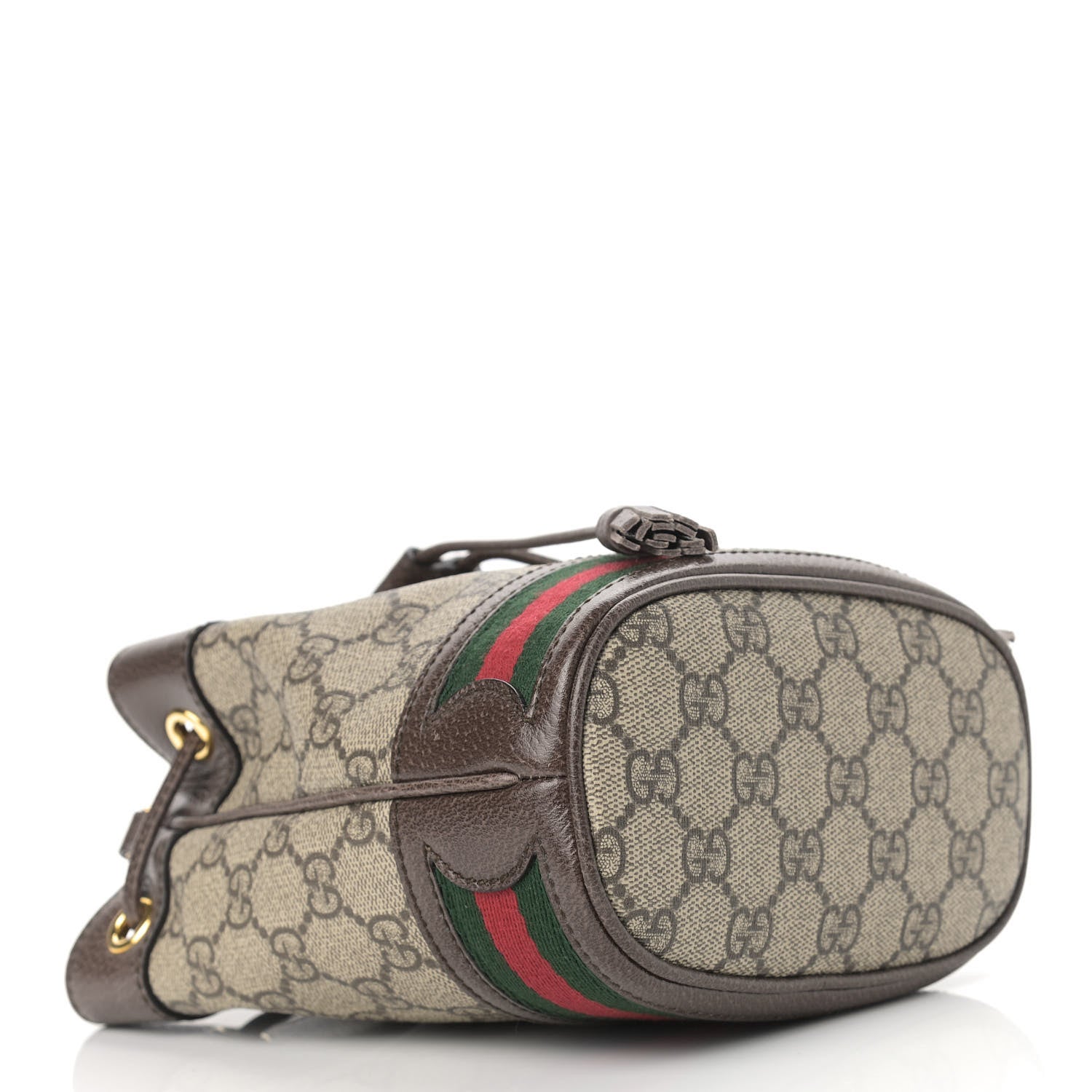 Gucci GG Supreme Monogram Web Mini Ophidia Bucket Bag Brown 4 of 11