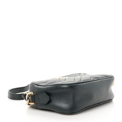 Gucci Calfskin Matelasse Mini GG Marmont Chain Shoulder Bag Black 4 of 12