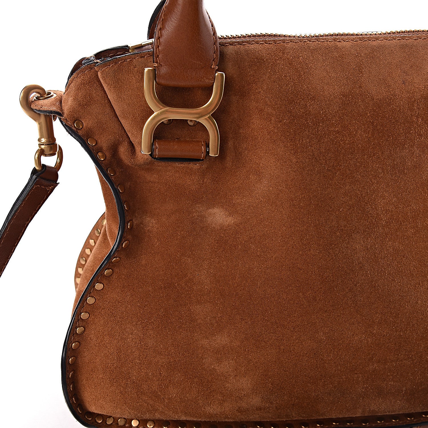Chloe Suede Calfskin Braided Medium Marcie Satchel Caramel 11 of 14