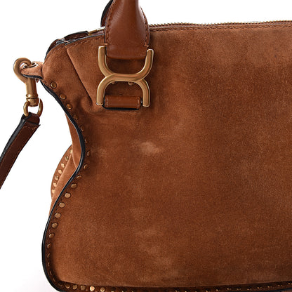 Chloe Suede Calfskin Braided Medium Marcie Satchel Caramel 11 of 14