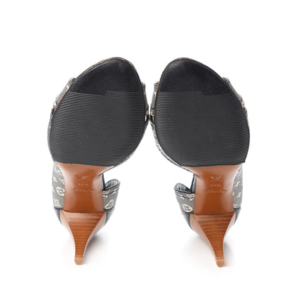 Louis Vuitton Monogram Idylle Romance Open Toe Pumps 37.5 Encre 5 of 9