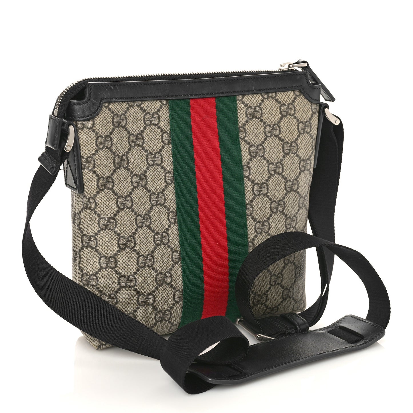 GG Supreme Monogram Web Messenger Bag Black