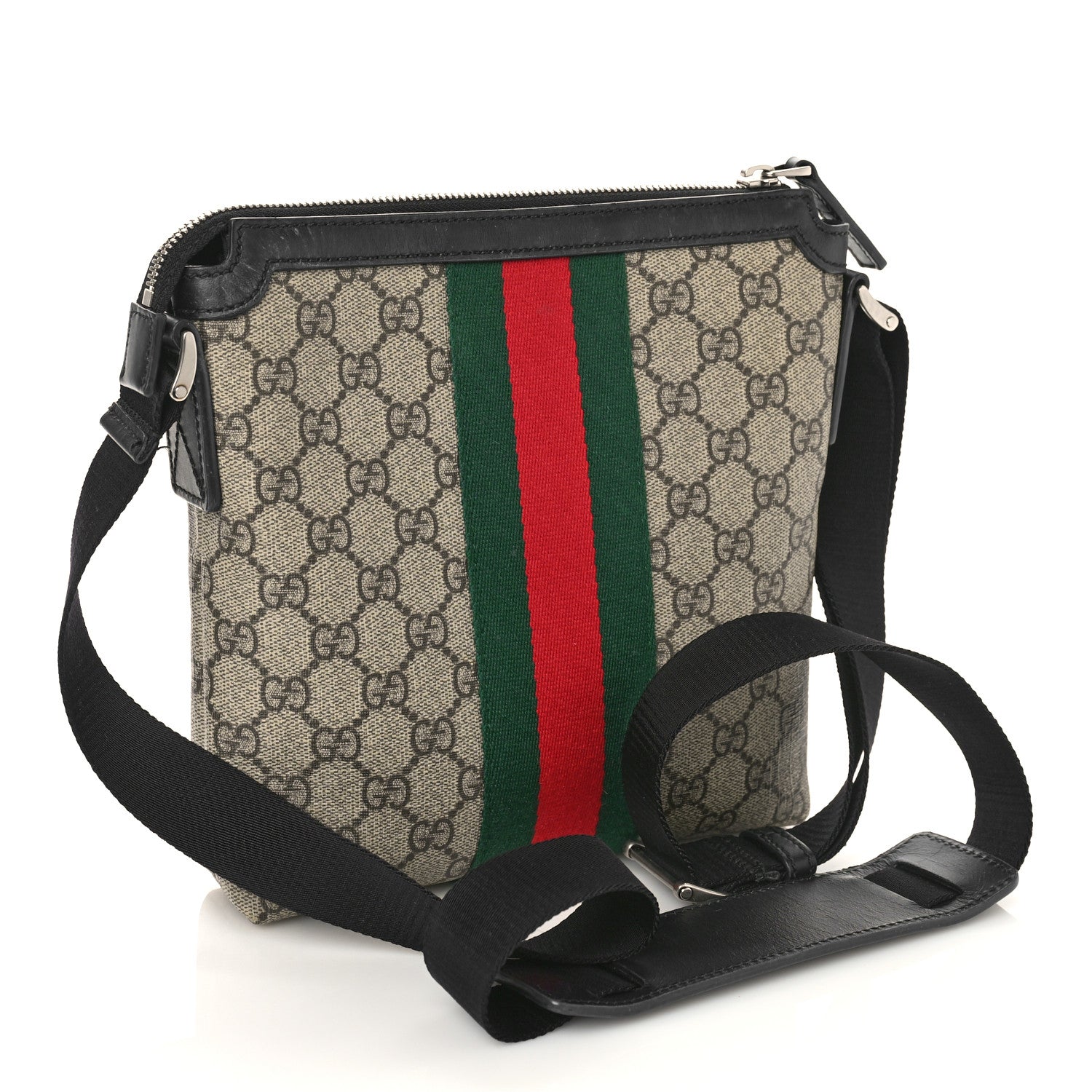 Gucci GG Supreme Monogram Web Messenger Bag Black 2 of 10