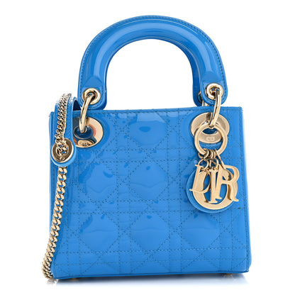 Christian Dior Patent Cannage Mini Lady Dior Blue 1 of 9