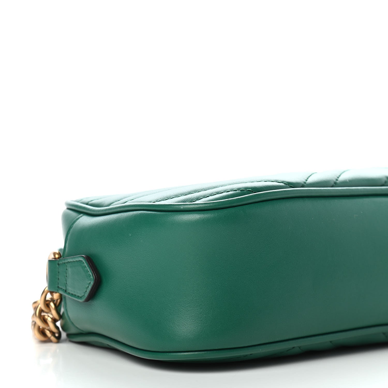 Gucci Calfskin Matelasse Small GG Marmont Chain Shoulder Bag Emerald Green 8 of 9