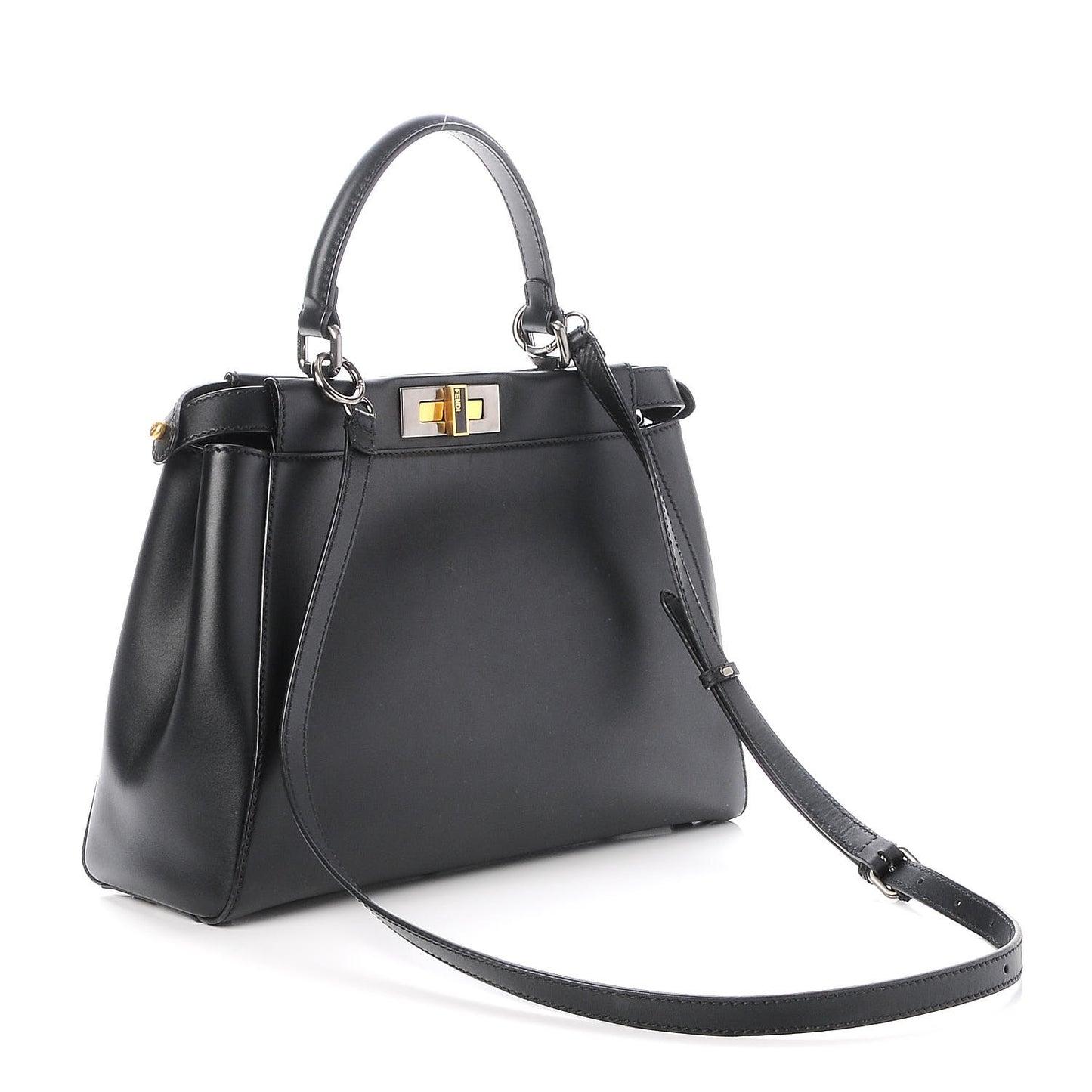 Vitello Suede Medium Peekaboo Iconic Satchel Black
