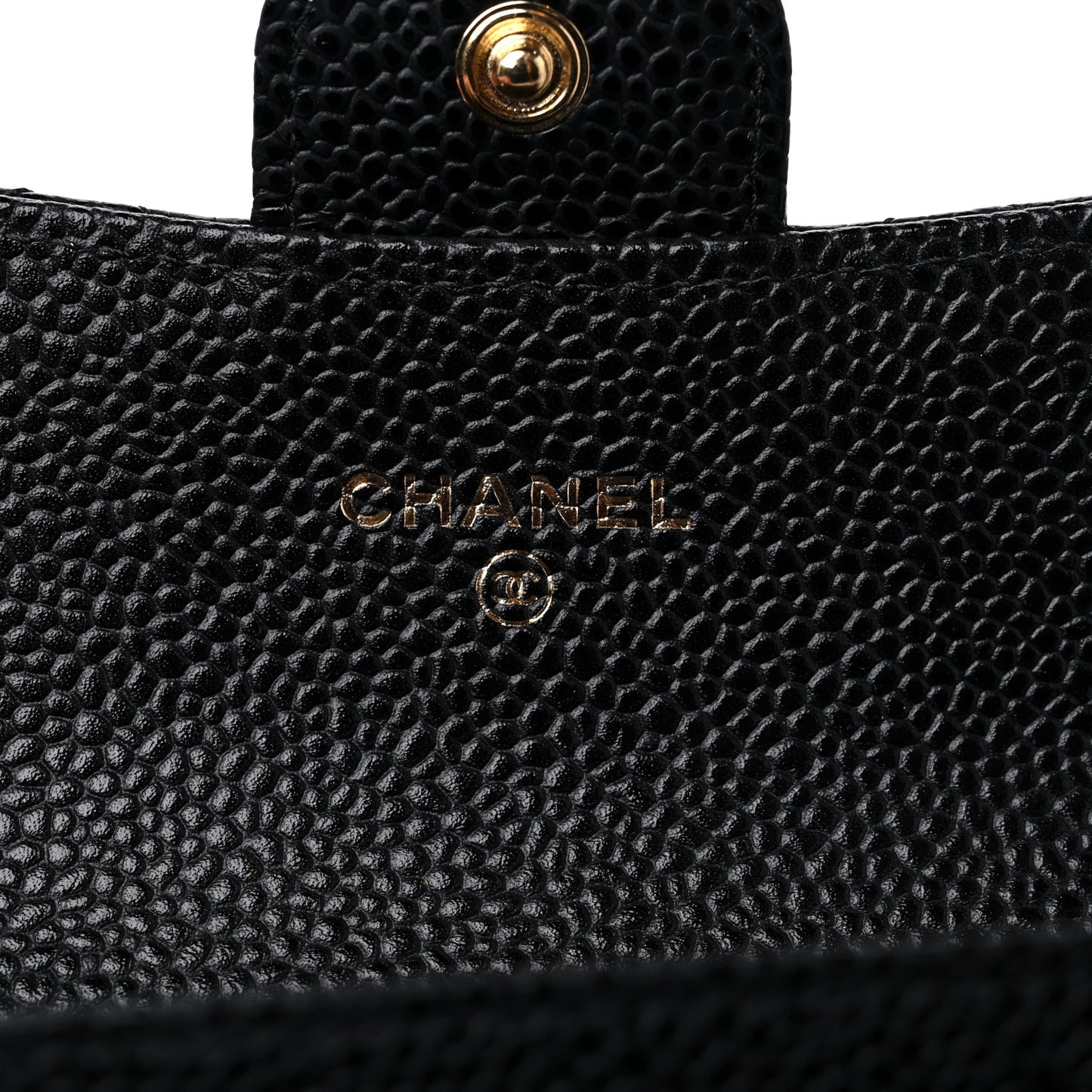 Caviar Quilted Flap Card Holder Black