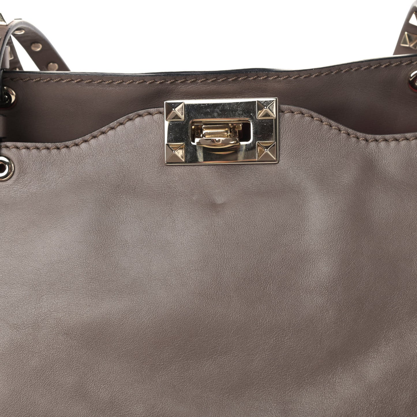 Vitello Medium Rockstud Tote Taupe