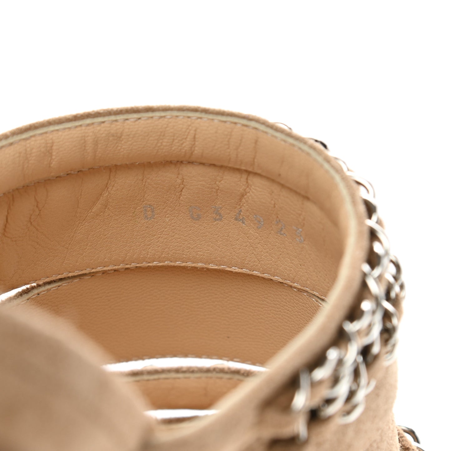 Suede Chain Mule Sandals 36.5 Beige