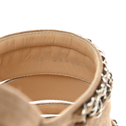 Chanel Suede Chain Mule Sandals 36.5 Beige 8 of 9