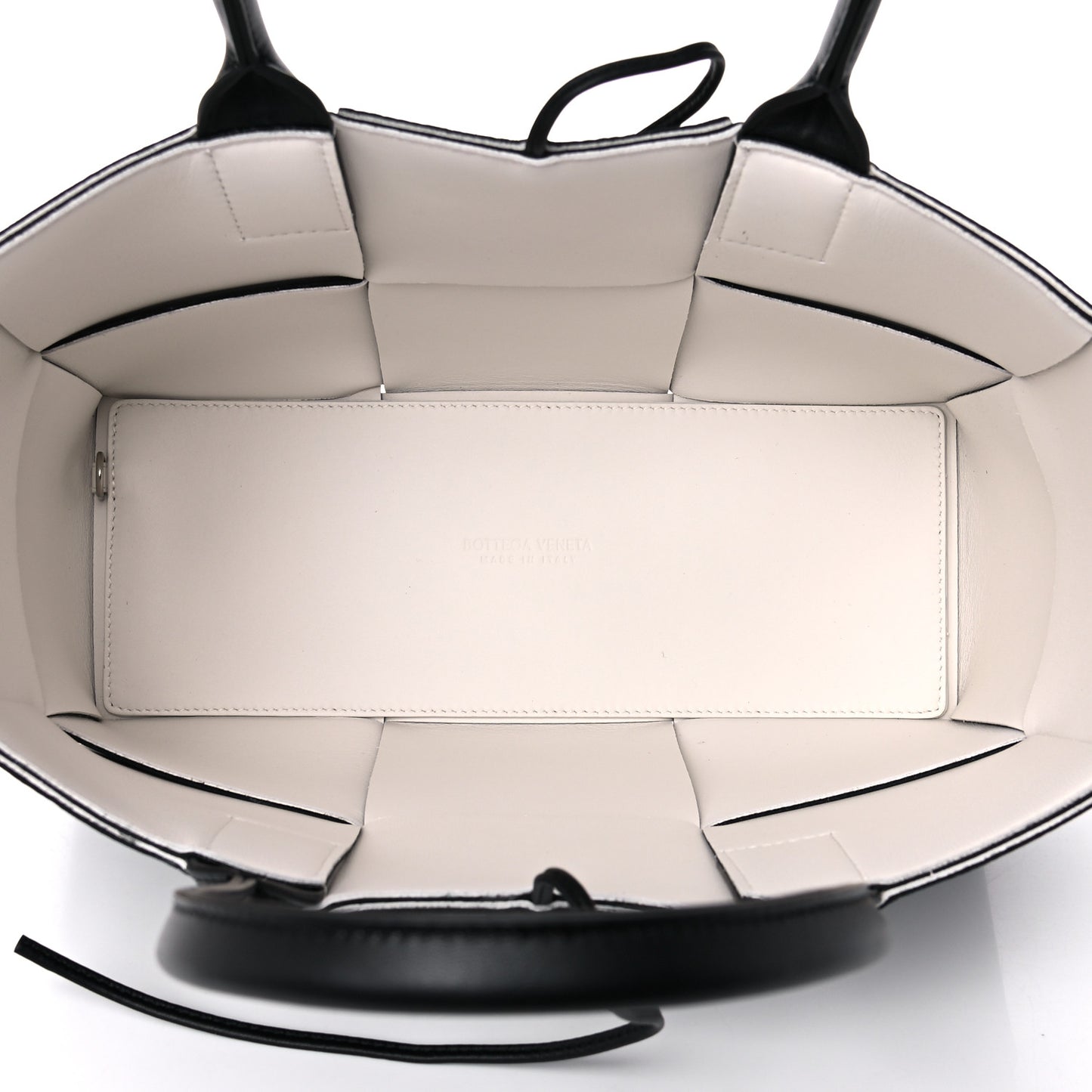 Nappa Maxi Intrecciato Small Arco Tote Black White