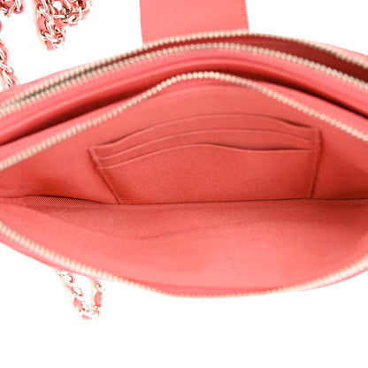 Chanel Caviar Quilted CC Box Clutch With Chain Coral 7 of 15