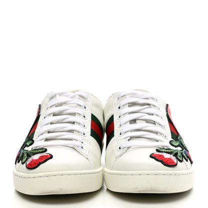 Gucci Calfskin Web Floral Embroidered Womens Ace Sneakers 35 White 2 of 14