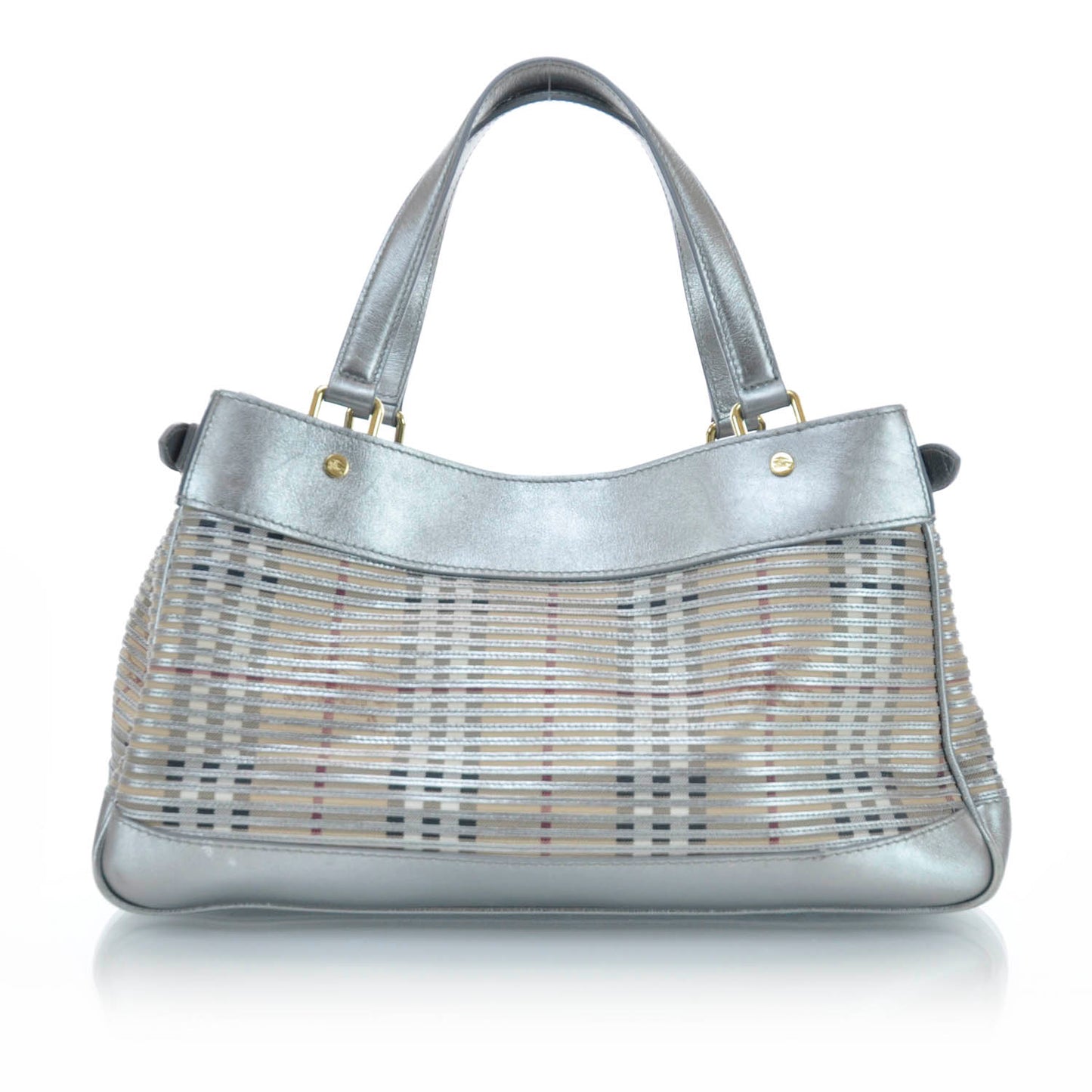 Haymarket Check Sliced Satchel Metallic