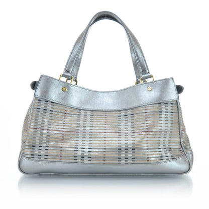 Burberry Haymarket Check Sliced Satchel Metallic 1 of 9