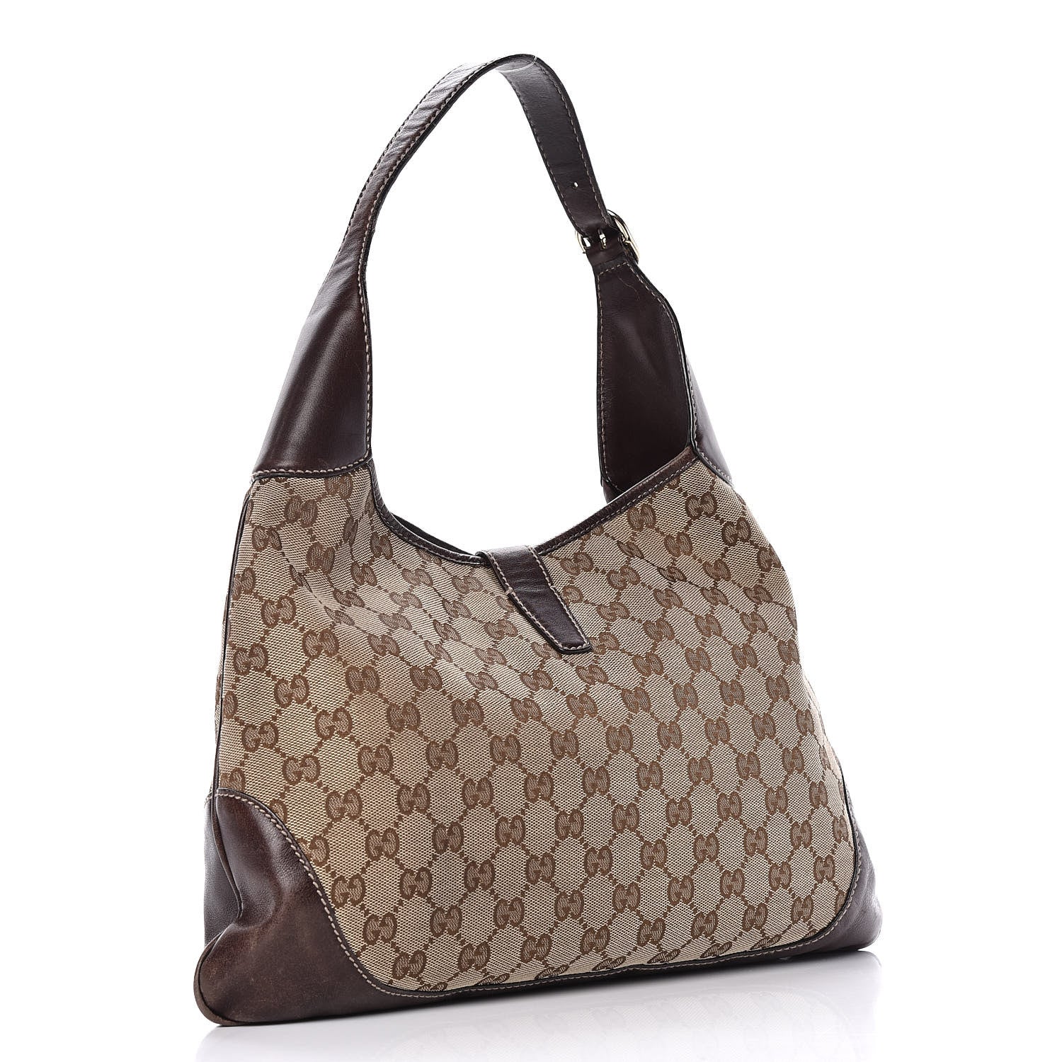 Gucci Monogram Web Jackie O Bouvier Hobo Dark Brown 3 of 15