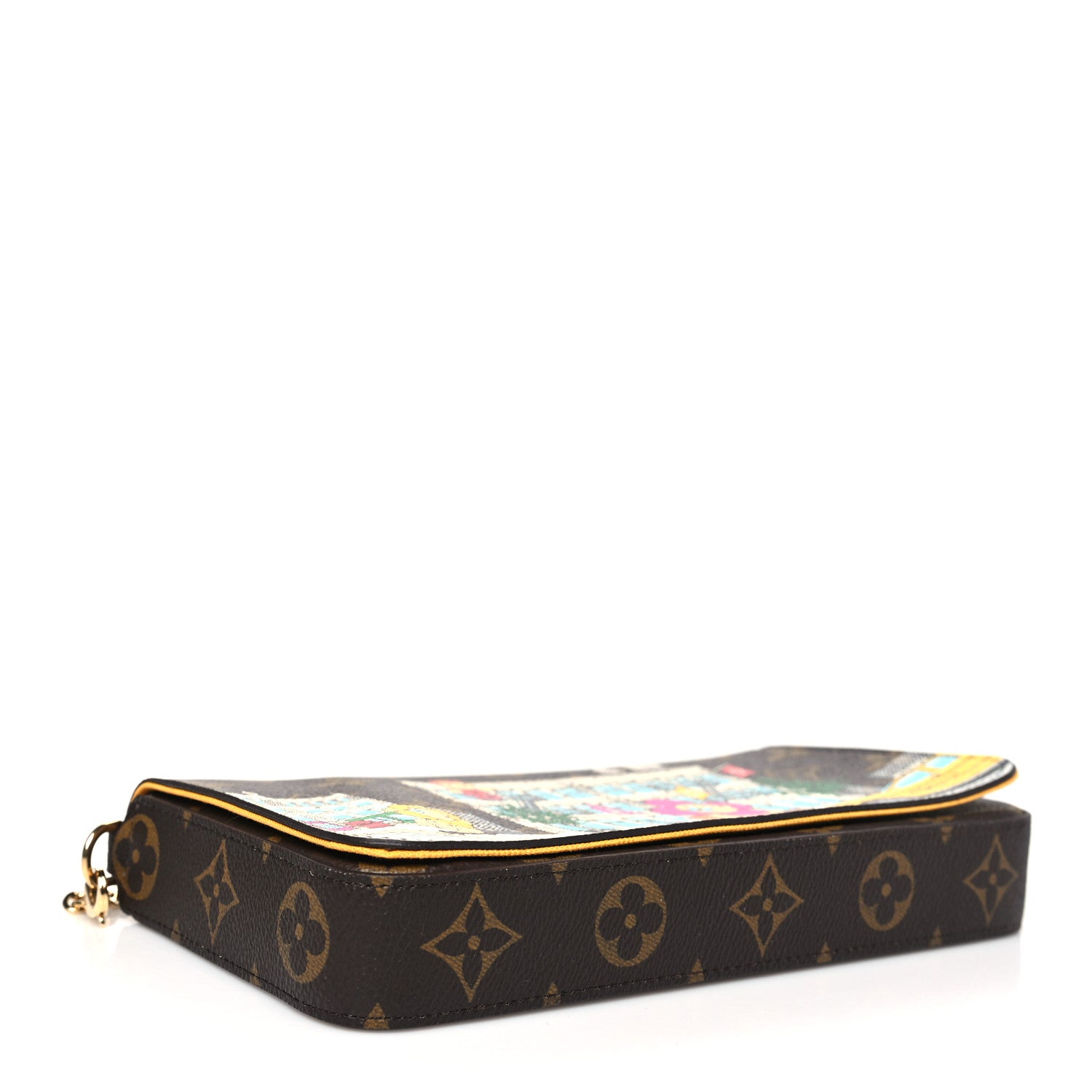 Louis Vuitton Monogram 2022 Christmas Animation New York Soho Pochette Felicie Chain Wallet Yellow 5 of 10