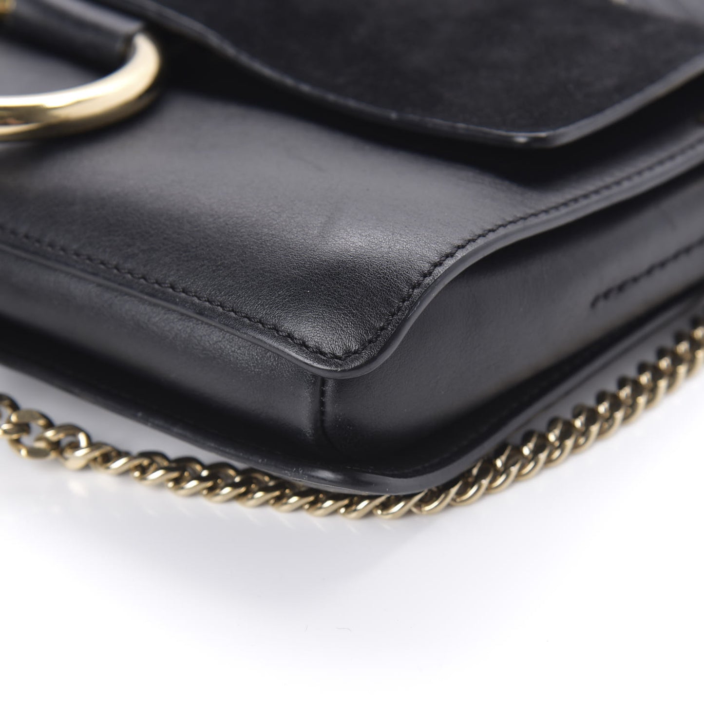 Suede Calfskin Small Faye Shoulder Bag Black