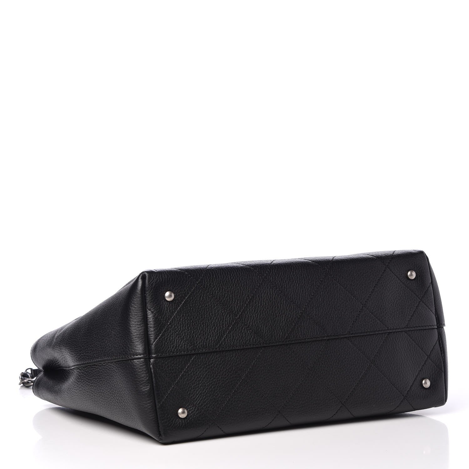 Chanel Deerskin Stitched Medium CC Shopping Tote Black 4 of 7