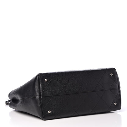 Chanel Deerskin Stitched Medium CC Shopping Tote Black 4 of 7