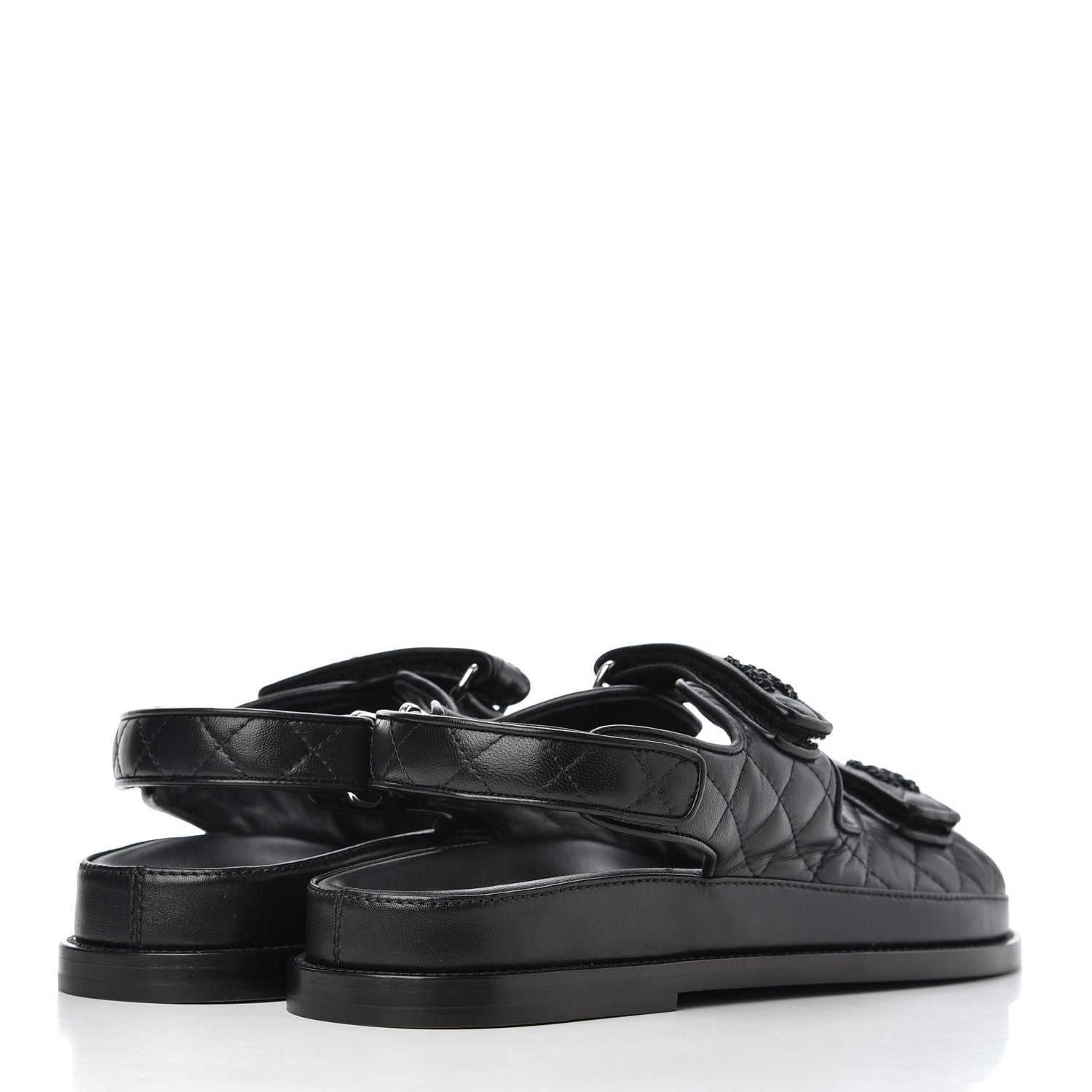 Chanel Lambskin Velcro Dad Sandals 40.5 Black 4 of 9