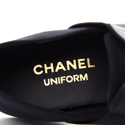 Chanel Calfskin Elastic Lace Up Cap Toe CC Loafers 36 Black 8 of 10