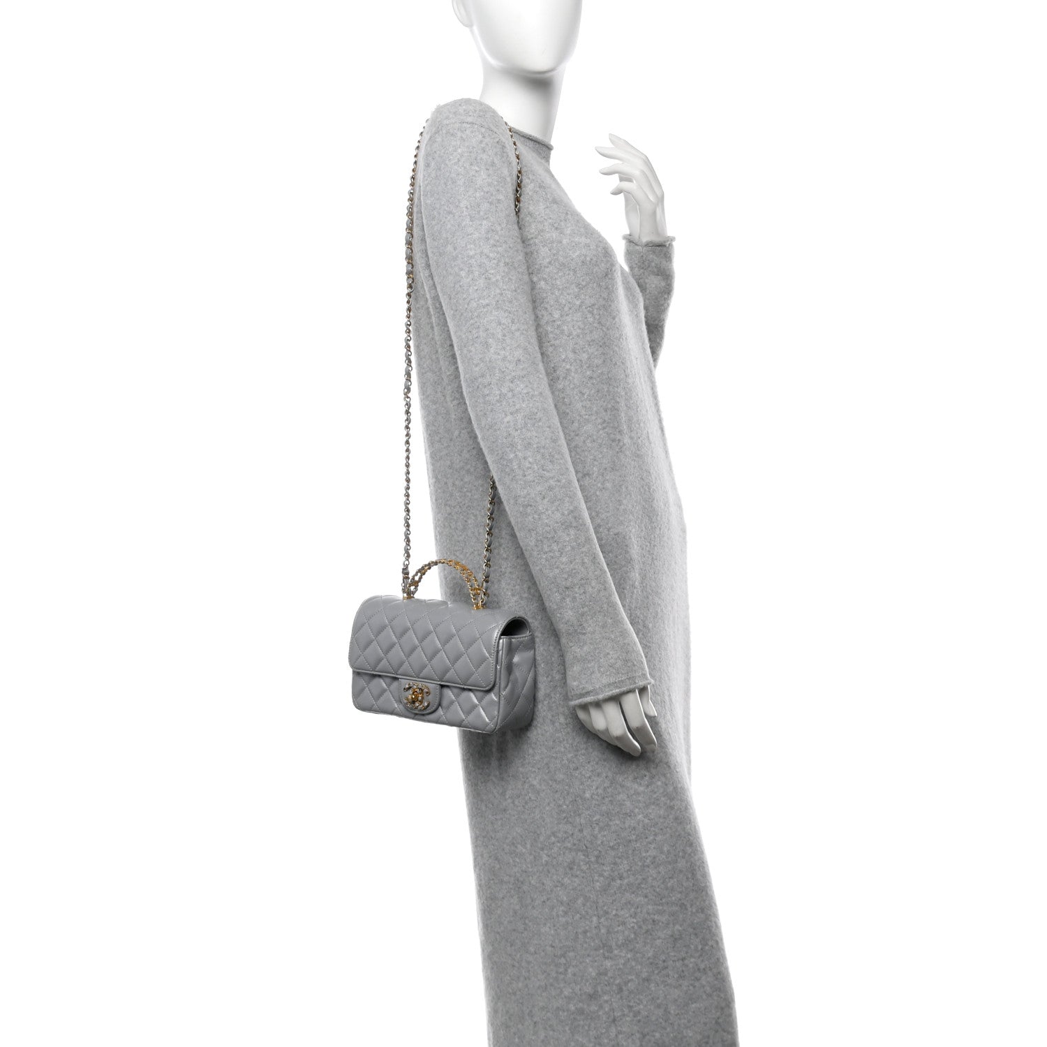 Chanel Metallic Lambskin Quilted Mini Strass On Top Flap Silvery 2 of 10