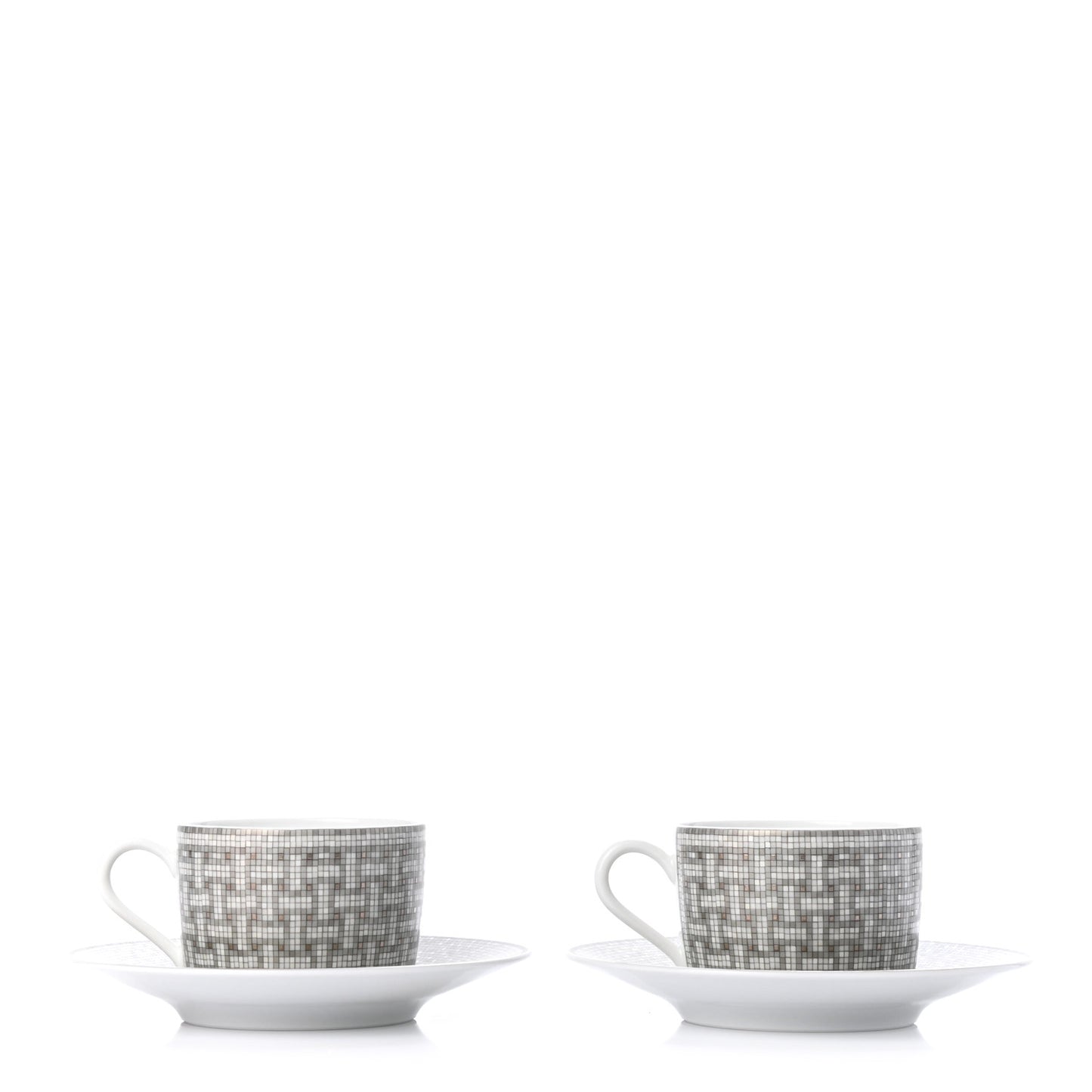 Porcelain Mosaique Au 24 Platine Tea Cup And Saucer Set Of 2 Platinum