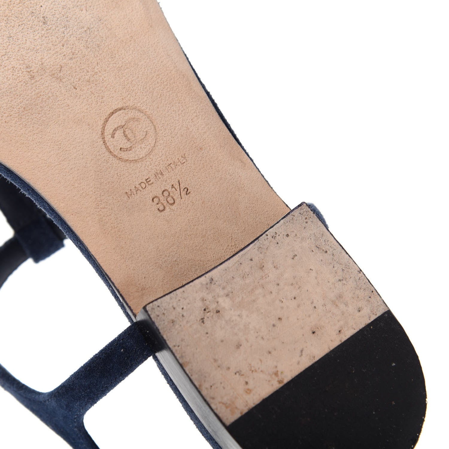 Chanel Suede Calfskin Thong Sandals 38.5 Navy Blue 9 of 10