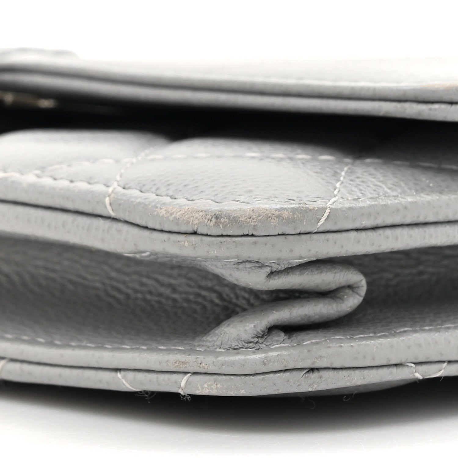 Chanel Grained Calfskin Quilted CC Box Wallet On Chain WOC Grey 9 of 16