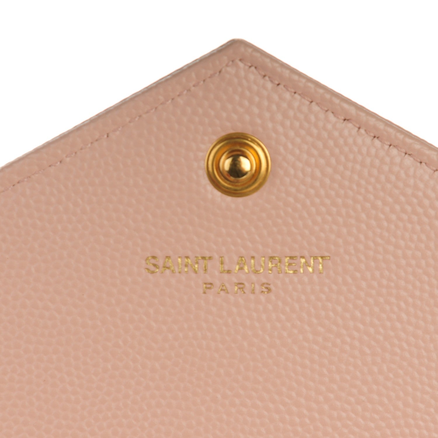 Saint Laurent Grain De Poudre Matelasse Chevron Monogram Envelope Chain Wallet Pale Pink 6 of 8