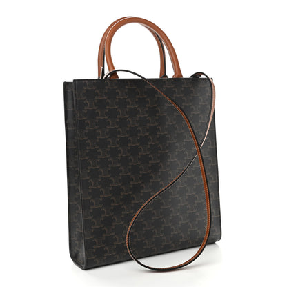 Celine Triomphe Canvas Calfskin Small Vertical Cabas Tan 3 of 9