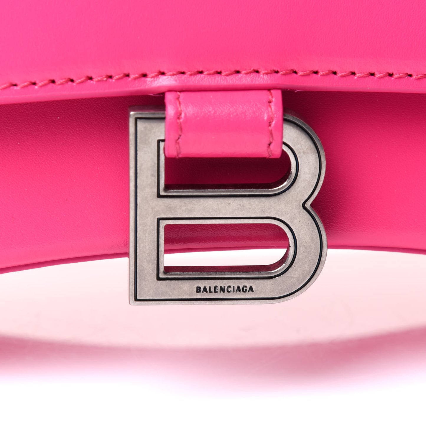 Shiny Box Calfskin Small Hourglass Top Handle Bag Acid Fuchsia