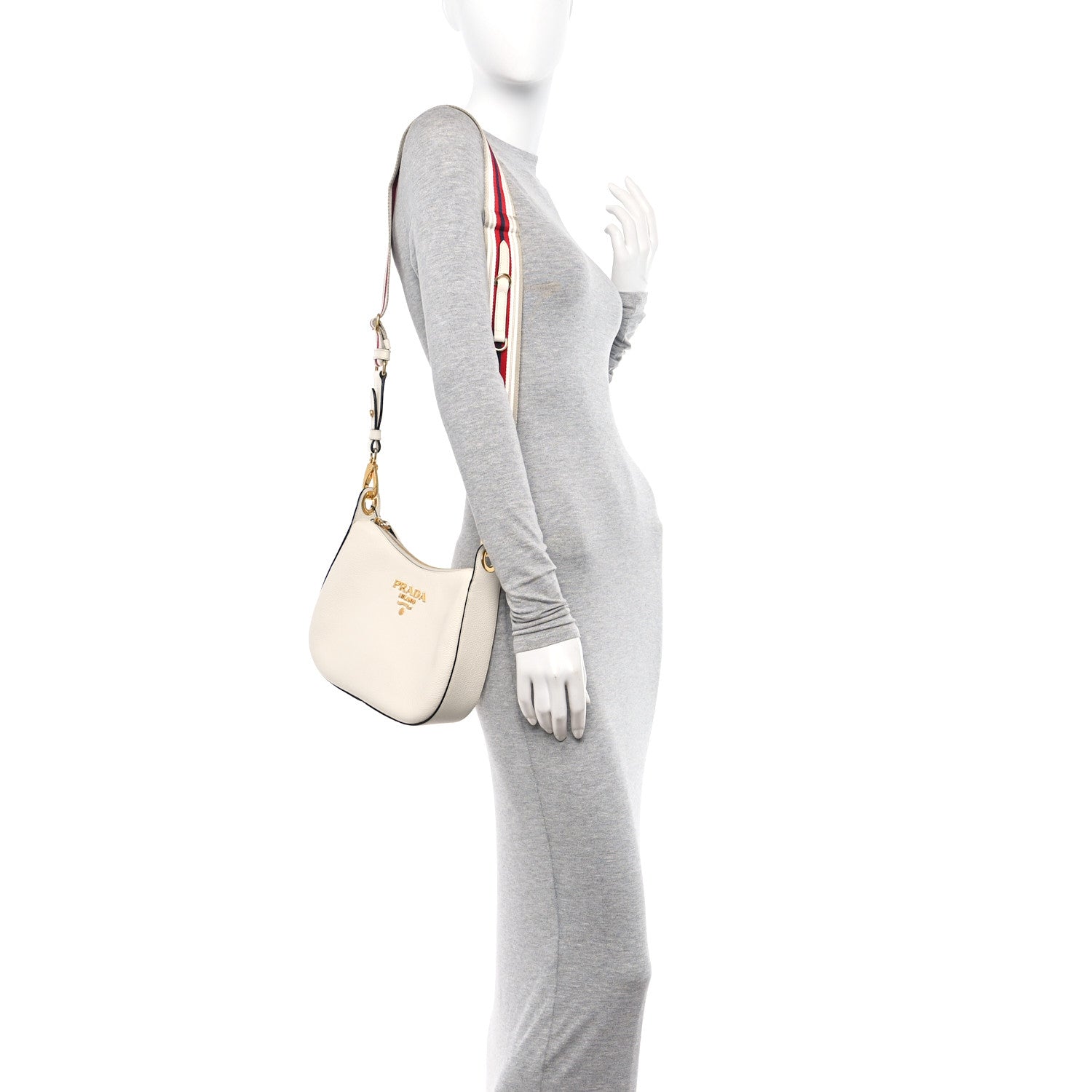 Prada Vitello Phenix Zippered Small Messenger Hobo Talco 2 of 9