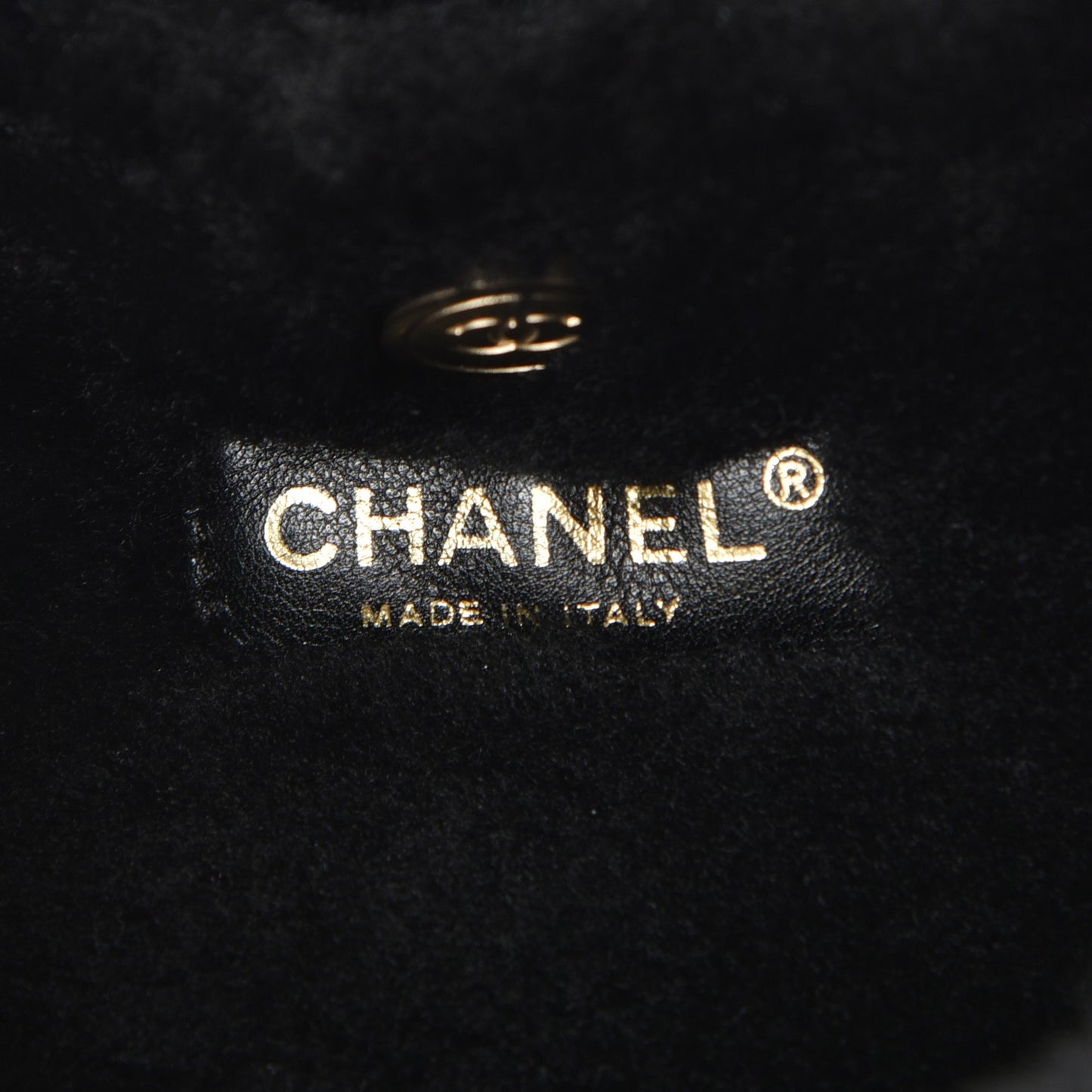 Shearling Suede Quilted Fur Flap Black