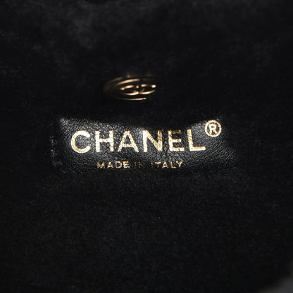 Chanel Shearling Suede Quilted Fur Flap Black 6 of 10