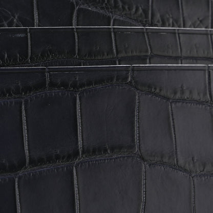 Bottega Veneta Calfskin Crocodile Embossed Card Holder Navy 5 of 12