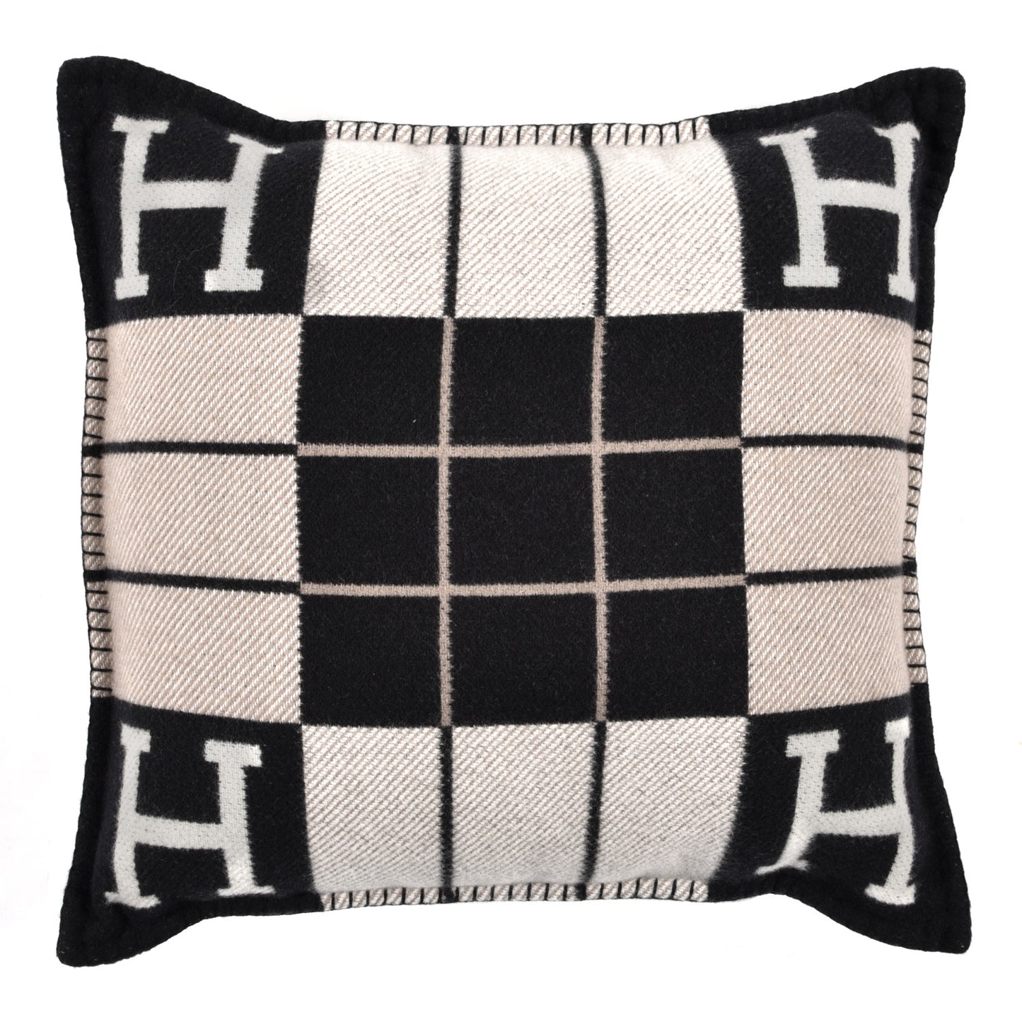 Wool Cashmere Avalon III Pillow PM Ecru Black