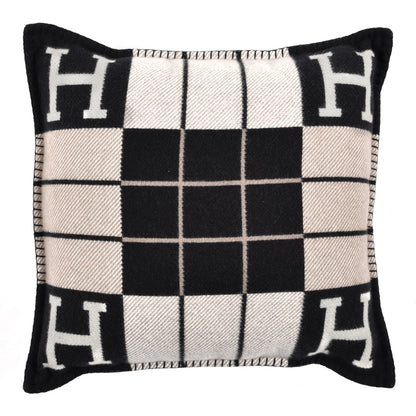 Hermes Wool Cashmere Avalon III Pillow PM Ecru Black 1 of 3