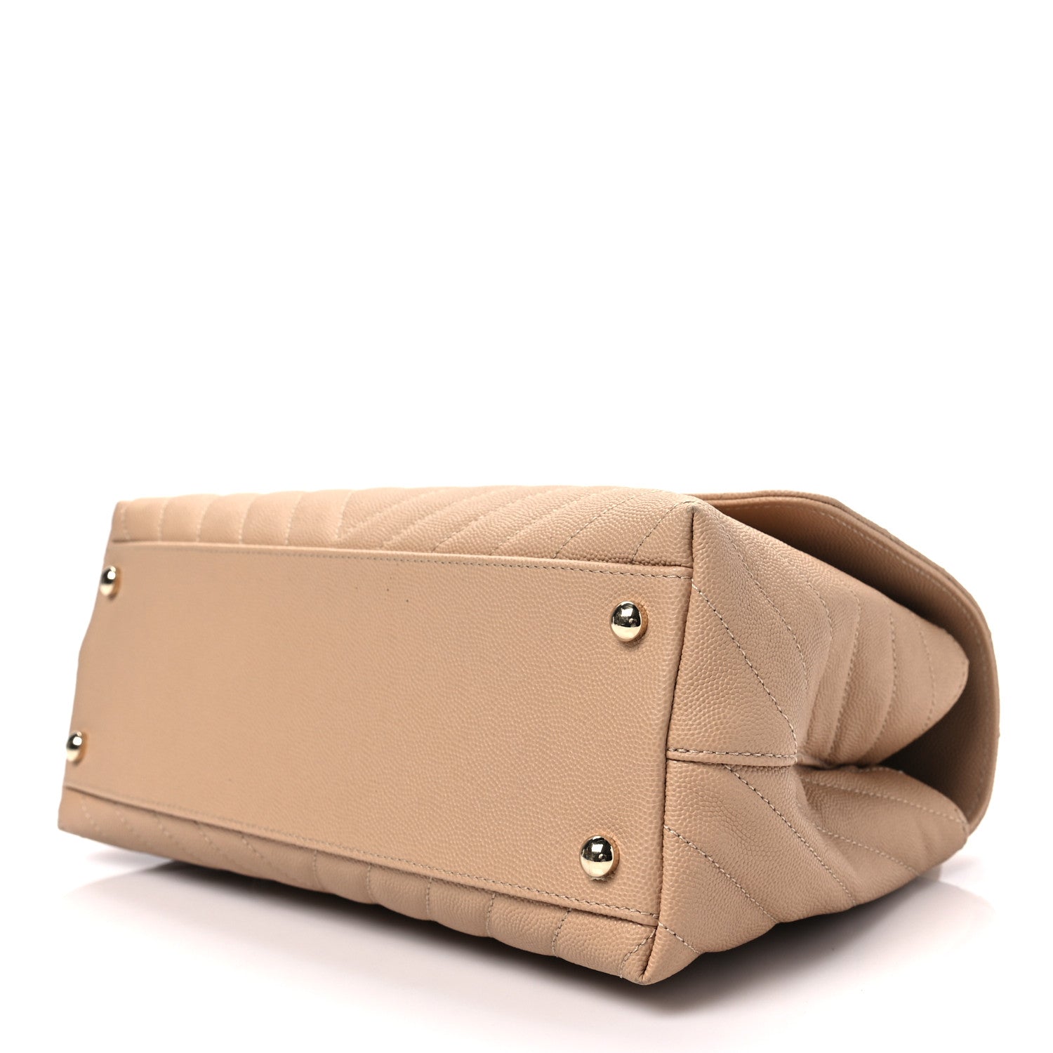 Chanel Caviar Chevron Quilted Small Coco Handle Flap Beige 8 of 8