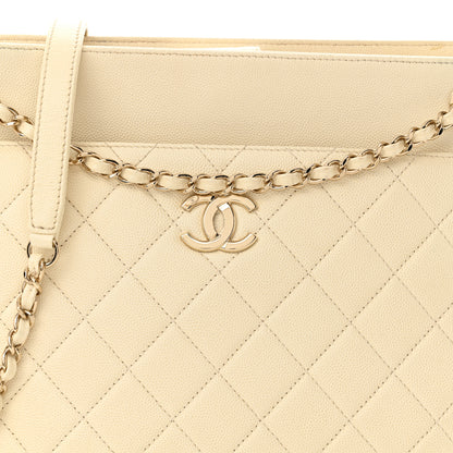 Chanel Caviar Quilted In Out Flap Shopping Tote White 9 of 17