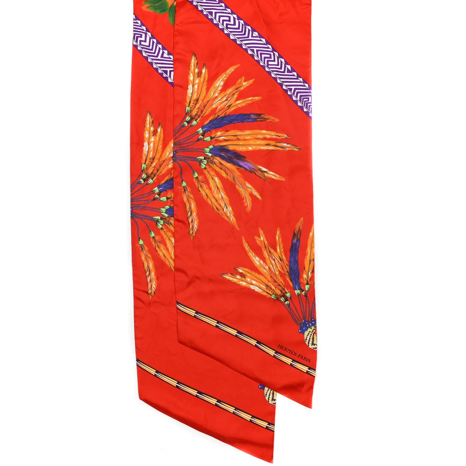 Hermes Silk Brazil Maxi Twilly Rouge Vif Violet Vert 2 of 5
