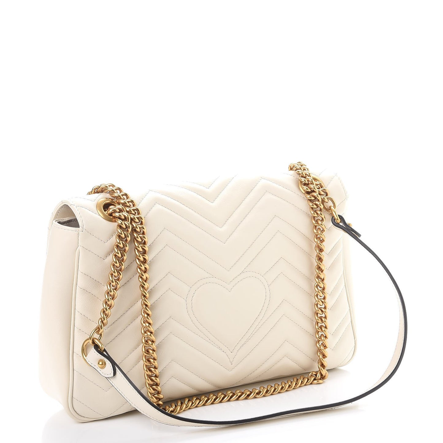 Calfskin Matelasse Medium GG Marmont Shoulder Bag White